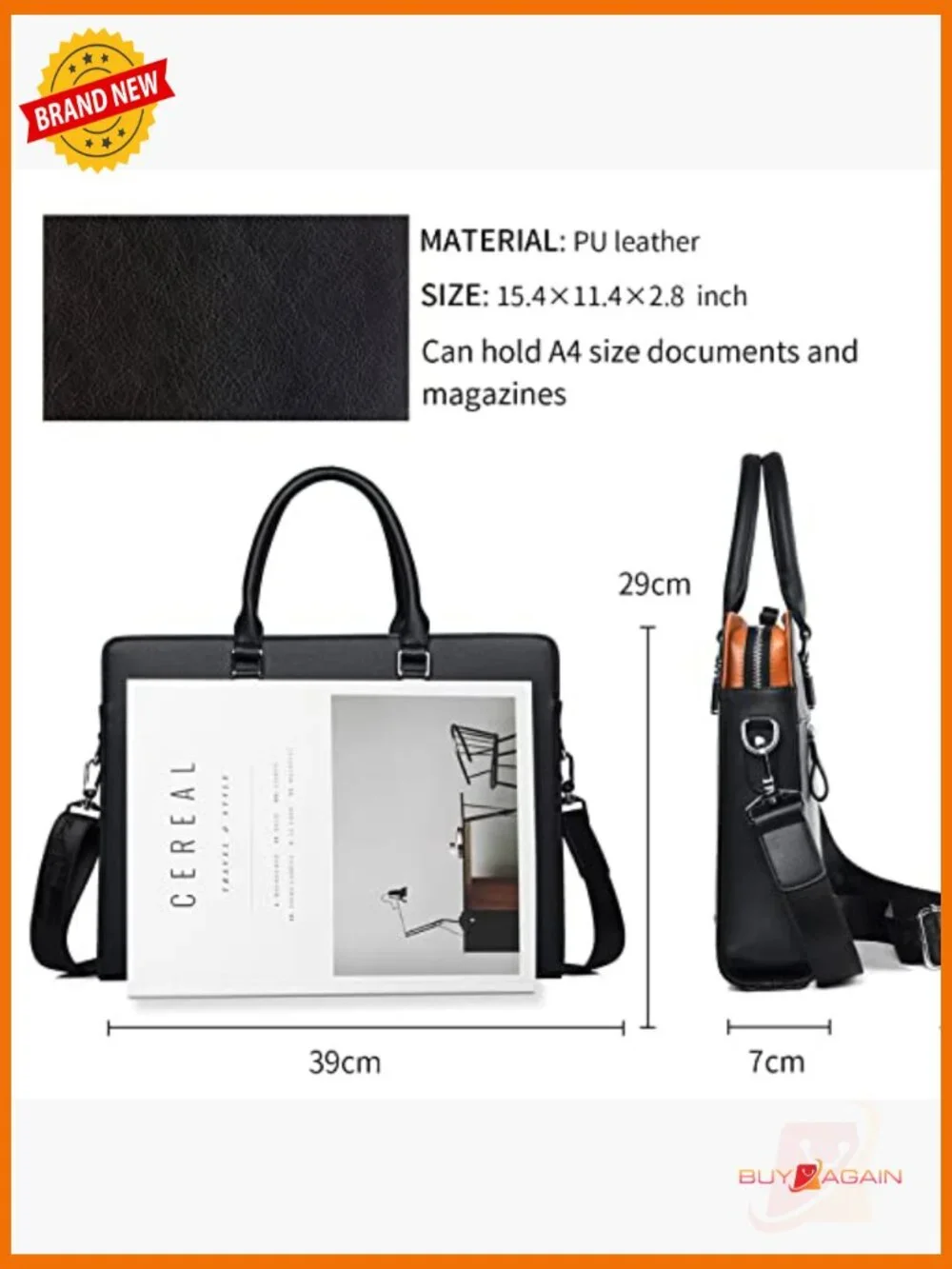 Leather Briefcase Laptop Bag for Men Business Travel Shoulder Bag